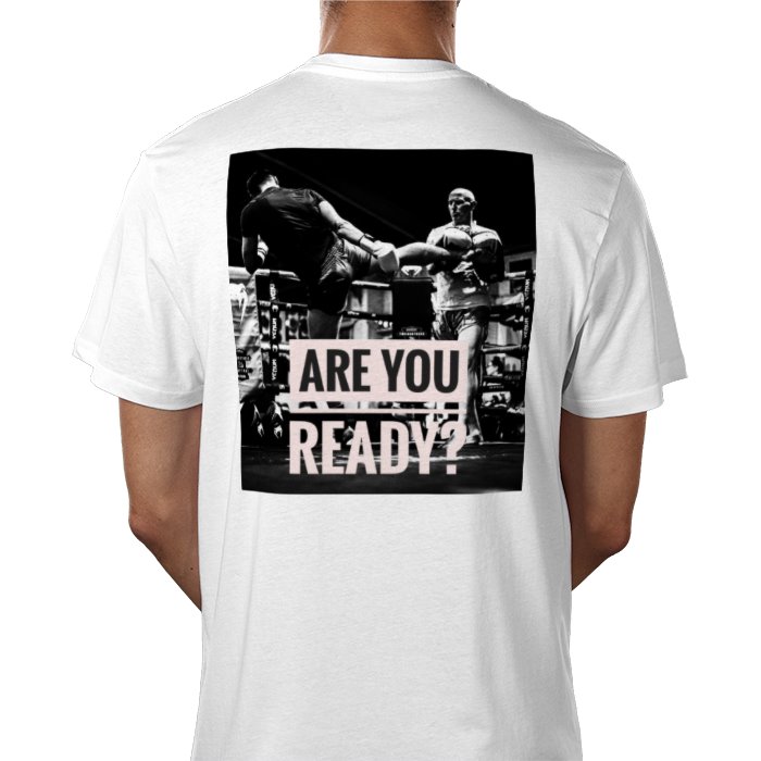 Basic White T shirt with logo and Are you ready 