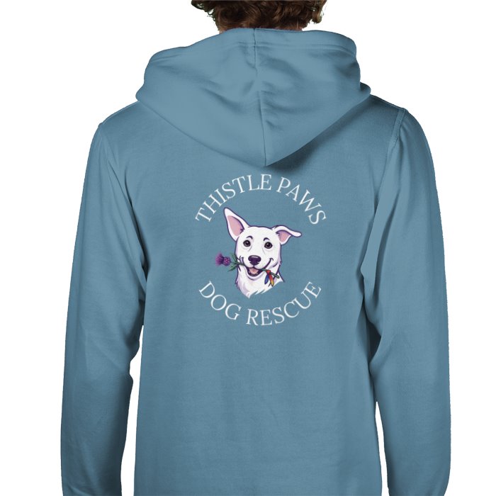 Thistle Paws Rescue Hoodie - Stone Blue Back