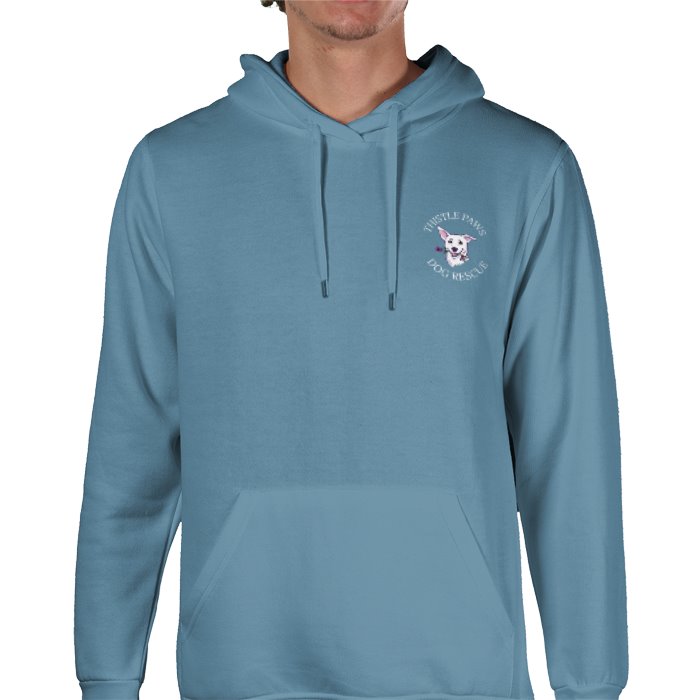 Thistle Paws Rescue Hoodie - Stone Blue Front